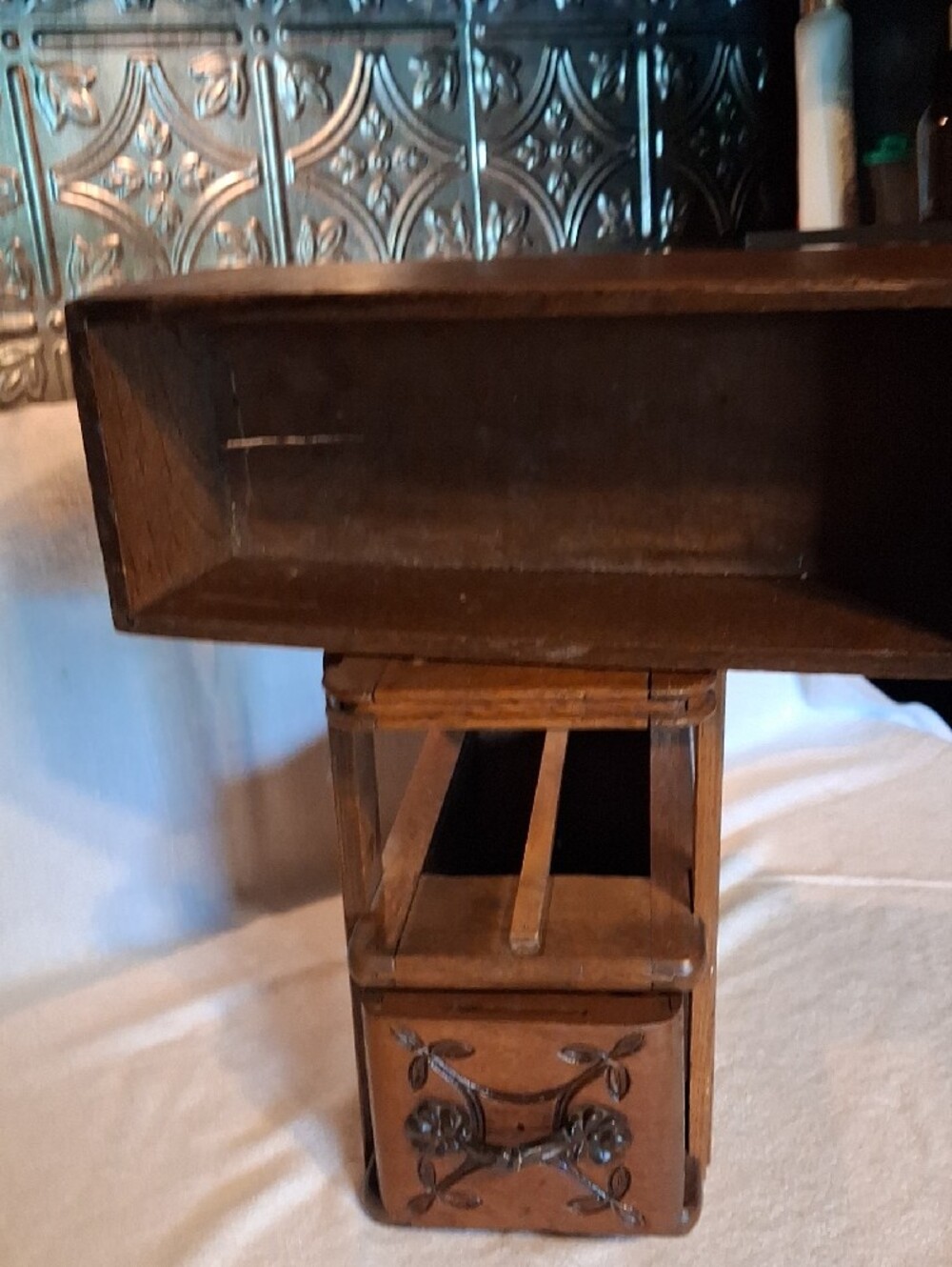 Antique Treadle Sewing Machine Drawers Oak Wood Jugendstil Design - Picture 3 of 7